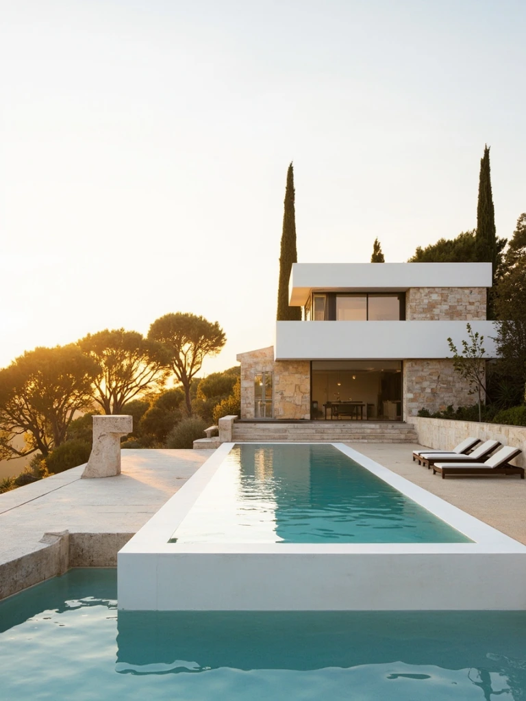Villa contemporaine avec piscine à débordement face aux Alpilles