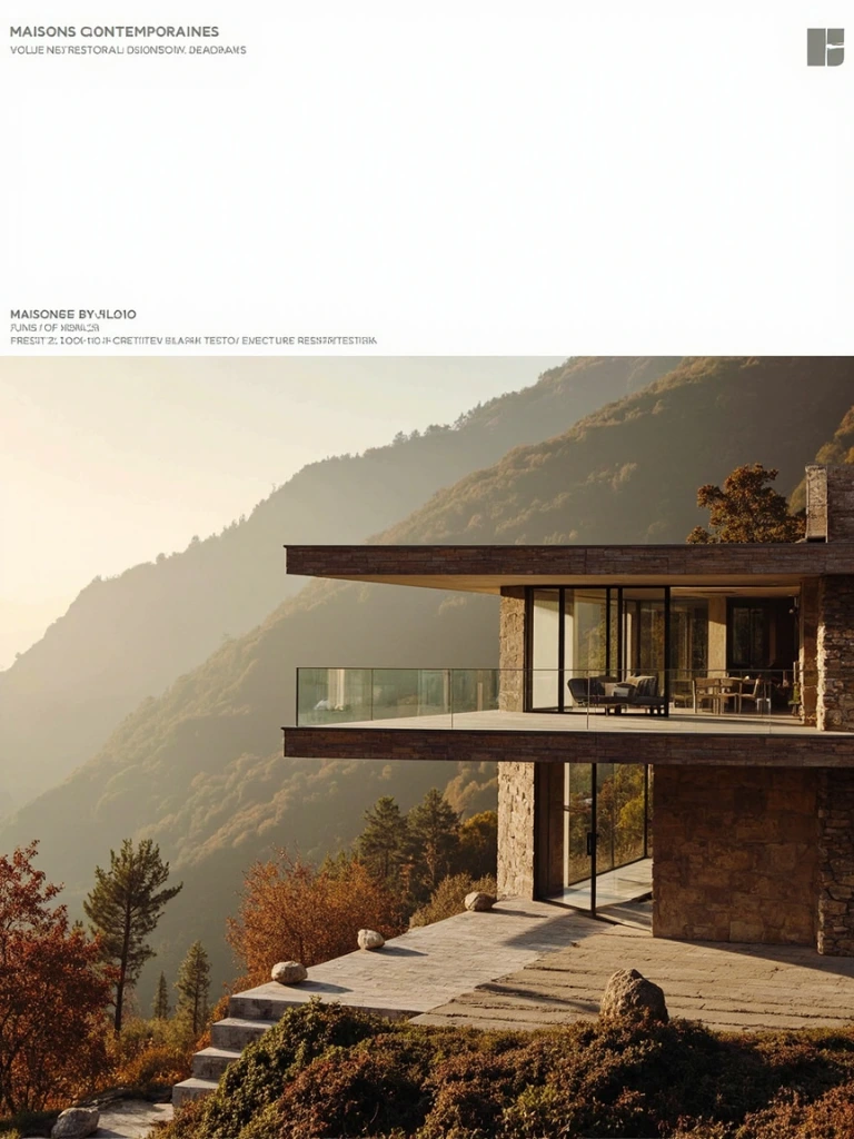 Villa contemporaine en pierre et verre surplombant le lac d'Annecy